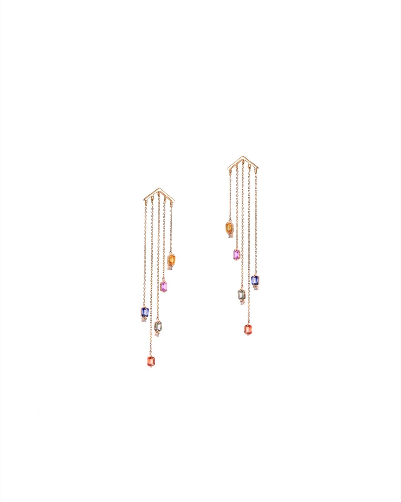 Cascade Sapphire Drop Earrings — Rose Gold with multi-sapphire