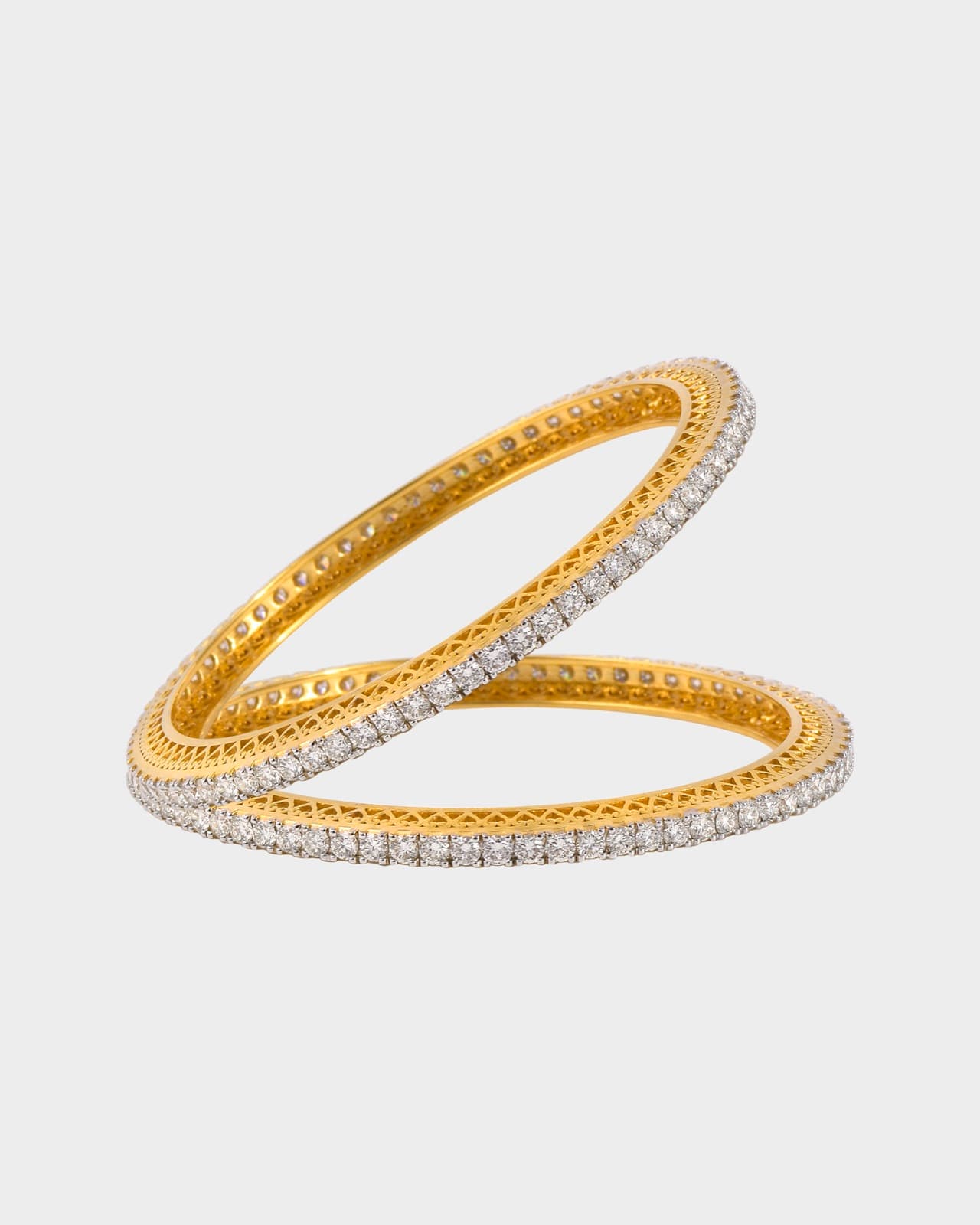 Twin Pavé Eternity Bangles — 18K Yellow Gold with diamonds